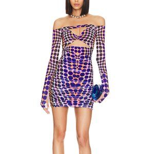 AFRM Purple Polka Dot Cut Out Long Sleeve Violette Mini Dress XS